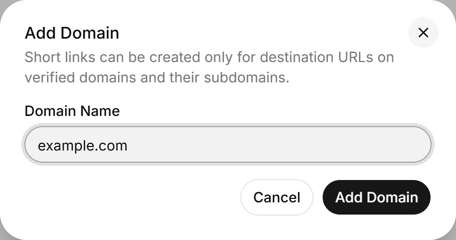 Add Domain dialog