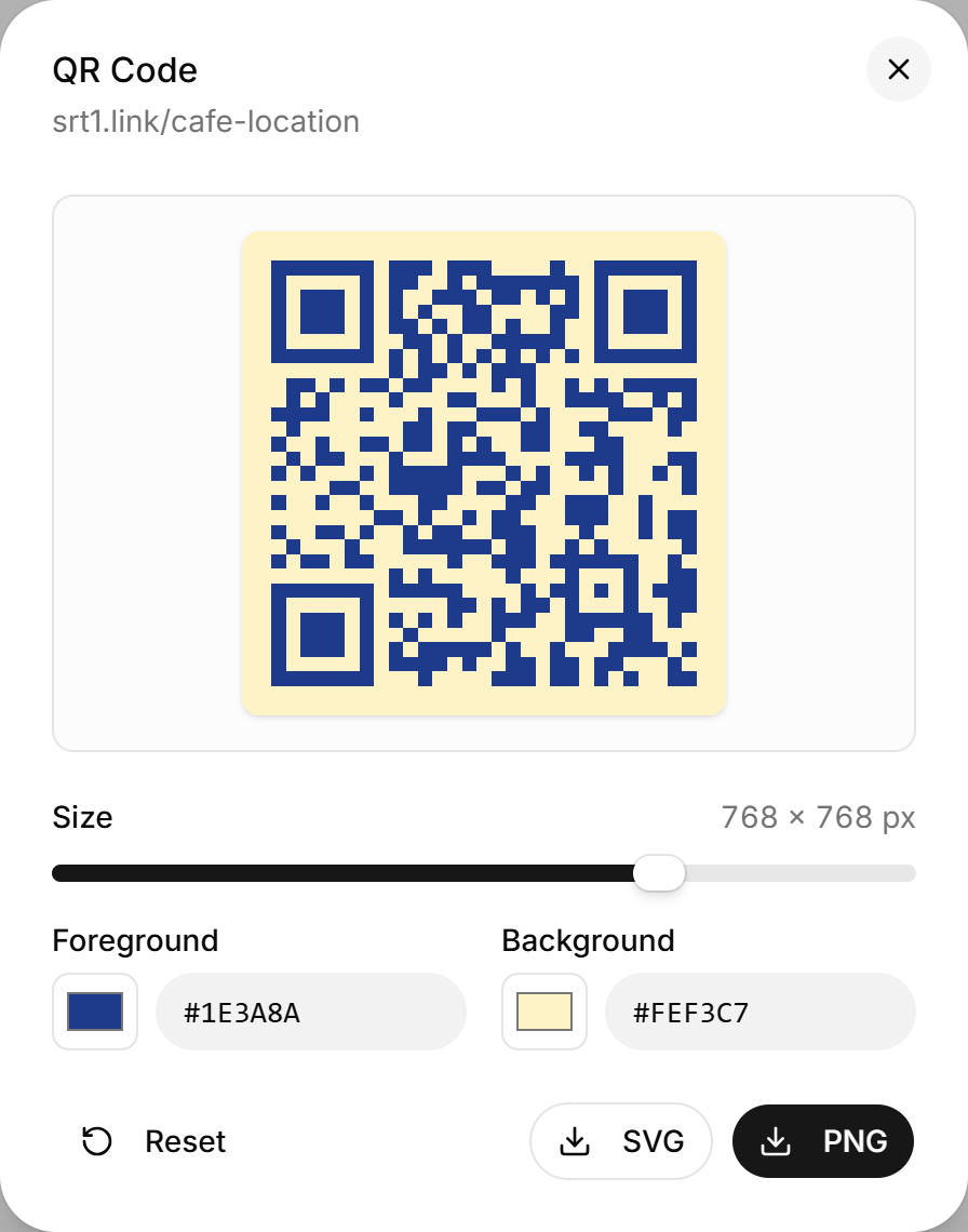 QR code with a custom size and brand colors