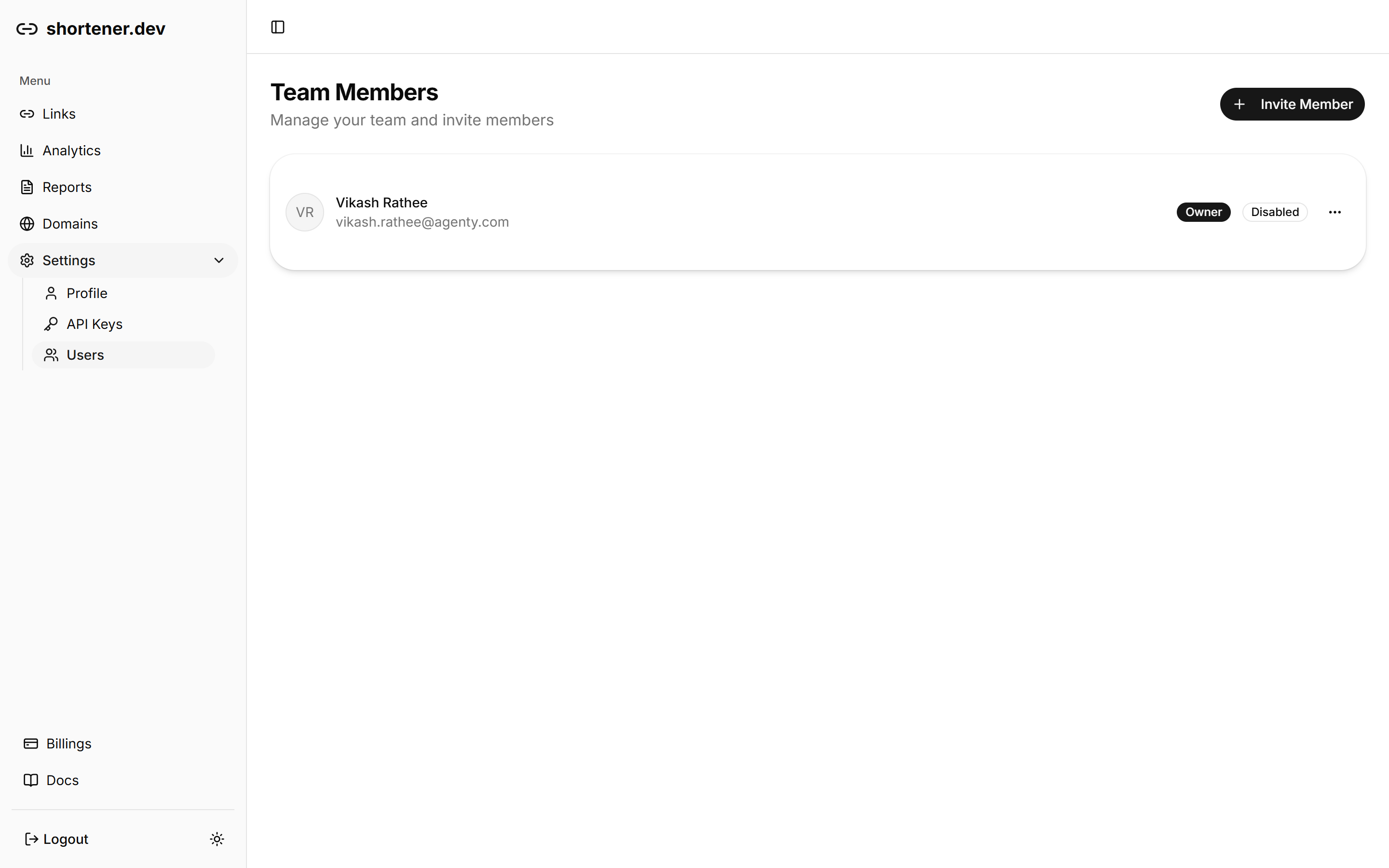 Team Members page